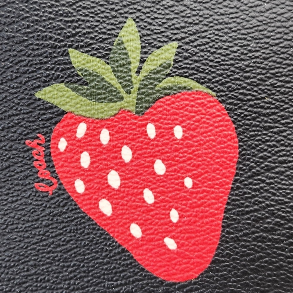 Coach Tote Bag Black Red Strawberry Print Gallery CH510 Kawaii Limited Edition - Picture 3 of 16